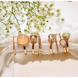 7pcs Silver Star Moon Knuckle Vintage Stackable Midi Finger Rings Set